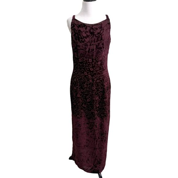 Scott McClintock Dresses & Skirts - VTG Scott McClintock Velvet Maxi Dress Formal Gown 10 Maroon Floral Whimsygoth